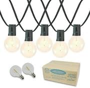 Novelty Lights 100 Feet G40 LED Patio String Lights with 67 Bulbs, Warm White, Weather Resistant and Shatterproof Replaceable Plastic Globe Bulbs, Black Wire