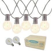 Novelty Lights 50 Feet G40 LED Patio String Lights with 50 Bulbs, Warm White, Weather Resistant and Shatterproof Replaceable Plastic Globe Bulbs, Brown Wire