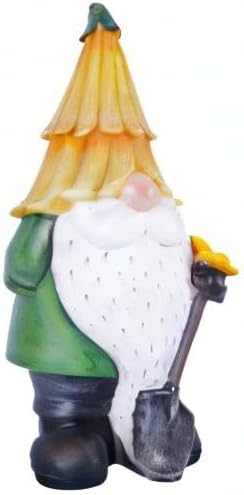 Topadorn Garden Gnome Outdoor Gnome Statue Resin Sculpture Outdoor Figurine with Yellow Hat for Garden Decoration,11 Inch