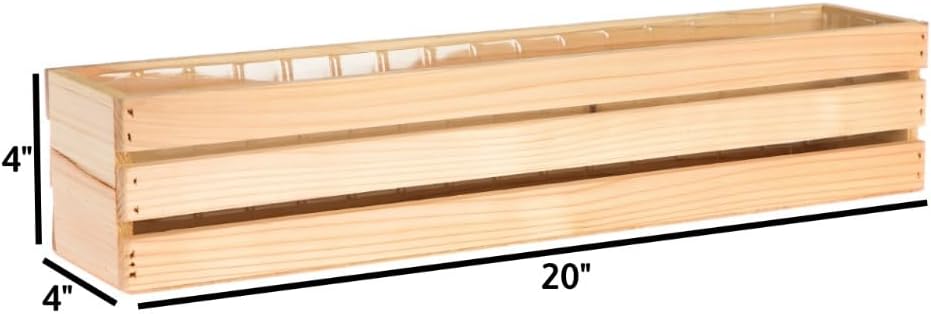 20" Rectangular Rustic Wood Planter with Plastic Liner l Rustic Barn Wood l Wine Crate Style, Home and Wedding Decorations, Garden Ornaments (20x4 Wine Crate Set of 2, Rose Wood)