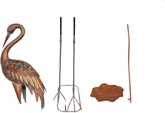 Crane Statue Metal Crane Sculpture Garden Decoration Metal Yard Art for Patio Lawn Backyard Outdoor Decoration