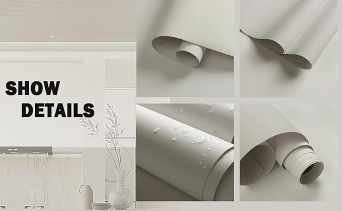 Dimoon 394''x23.6'' Cream Skin Peel and Stick Wallpaper Contact Paper Modern Self Adhesive Wall Paper Removable Renter Friendly Textured Solid Color Cabinet Vinyl Roll (394''x23.6'',Cream Skin)