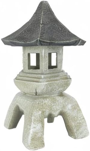 Design Toscano Asian Decor Pagoda Lantern Indoor/Outdoor Statue, Set of 2 Large, Cast Stone Resin, Two Tone Stone Finish