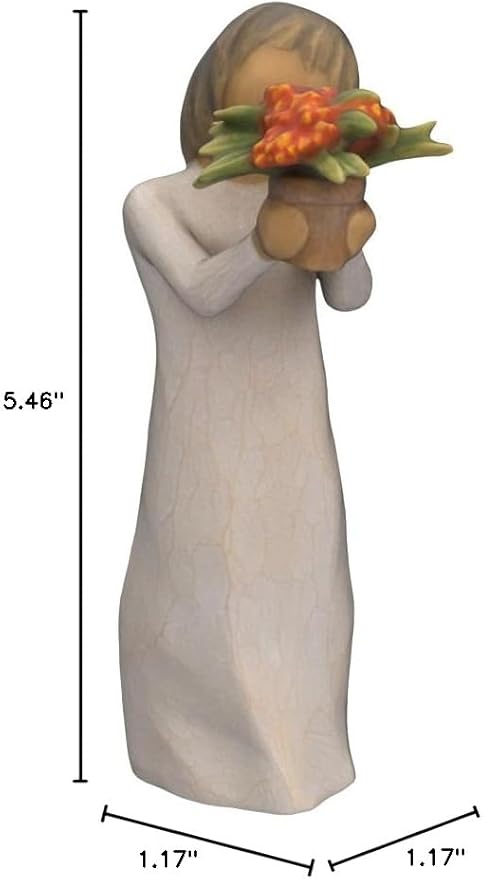 Willow Tree Little Things That Make a Big Difference, Figure Holds Milkweed Plant for Monarch Butterflies, Thank You for Volunteers, Essential Workers, Gardeners, Sculpted Hand-Painted Figure