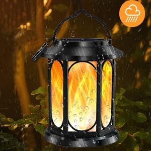 Solar Outdoor Lantern - Flickering Flame, Waterproof LED, Perfect for Patio, Garden, Christmas Decorations, 1pc