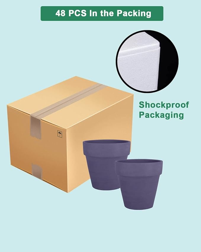 vensovo 48 Pcs 2" Tiny Terracotta & Terra Cotta Pots with Drainage - Purple Small Mini Clay Ceramic Pottery Planter Ideal for Indoor/Outdoor Plants, Crafts, Wedding Favors