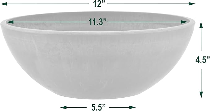 PSW Pot M30TC Collection Shallow Garden Bowl Low Planter for Succulents, Bonsai, Fairy Gardens, Herbs, 12-inch, Terra Cotta Color