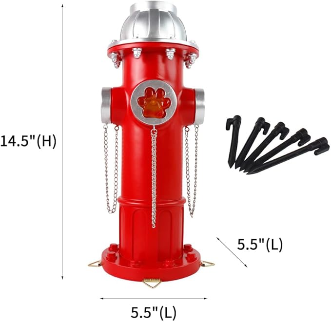 Fake Fire Hydrant Statues for Dogs to Pee On, 14.5" Solar Light Fire Hydrant with Glowing Paw Prints for Garden Statues Lawn Outdoor Decorations