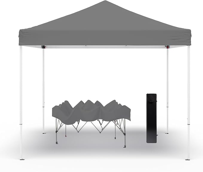 10x10ft Pop Up Canopy Tent,Heavy Duty Waterproof Folding Tent for Camping Parties Events Parties,Outdoor Canopy,Portable Sun Shelter,3 Adjustable Height(Grey)