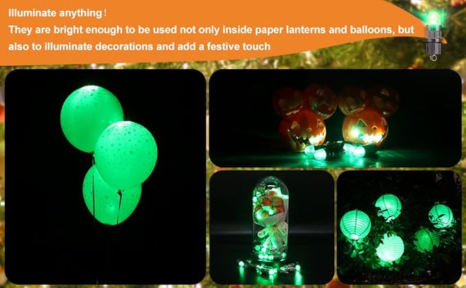 SumDirect Pack of 12 LED Mini Non-Blinking Lights for Paper Lanterns Balloons Floral Wedding Halloween Christmas Party Decoration Centerpieces (12, Green)