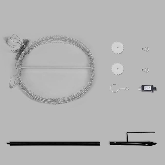 Christmas Ball Sphere, 10IN 48LED Hanging Tree and Pathway Light With Hook and Stake, Foldable Metal Frame Ball for Outdoor Garden, UL Listed, White Frame, RGB