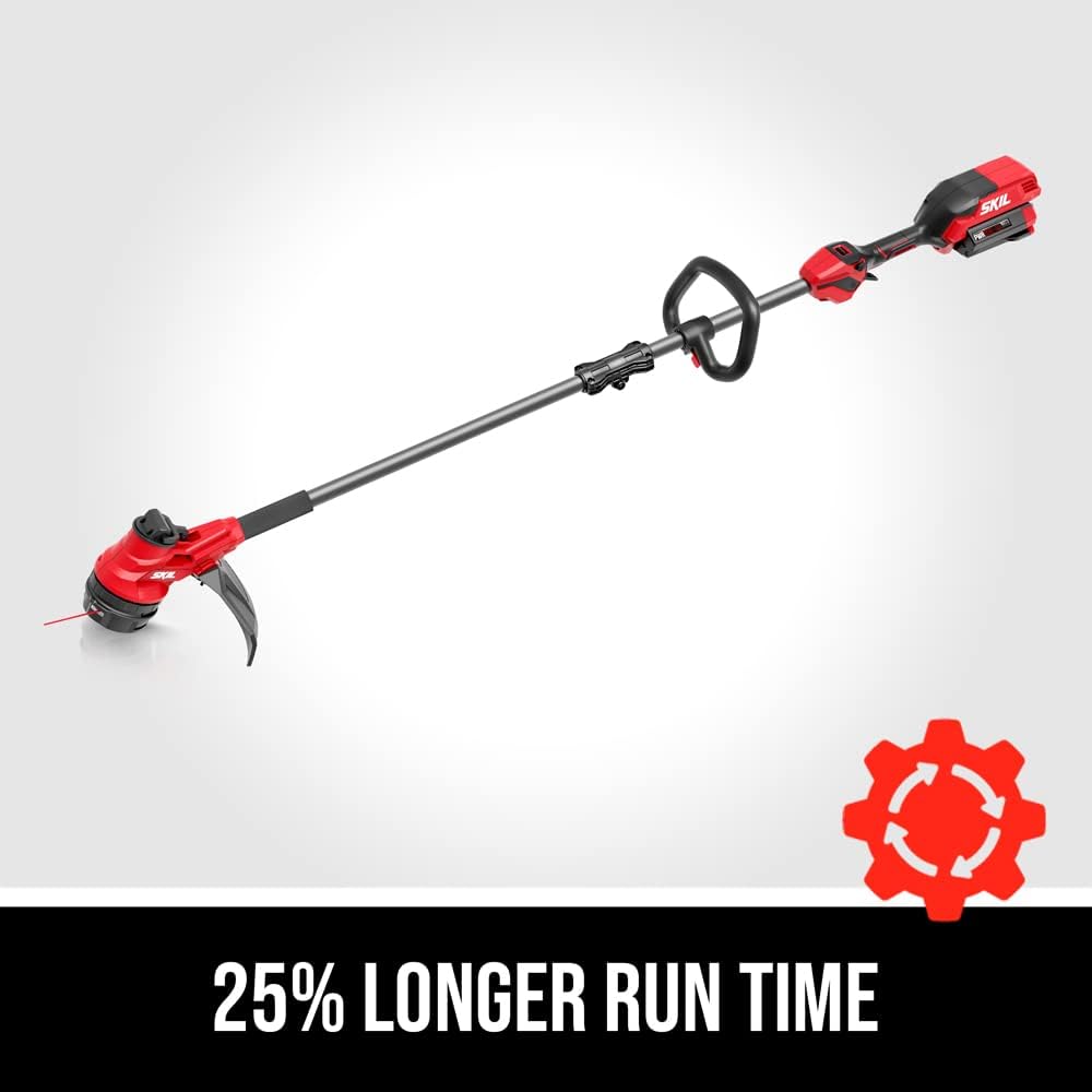 SKIL PWR CORE 40 Brushless 40V 15'' String Trimmer Kit with Smart Load Includes 2.5Ah Battery and Auto PWR Jump Charger- LT4832C-11