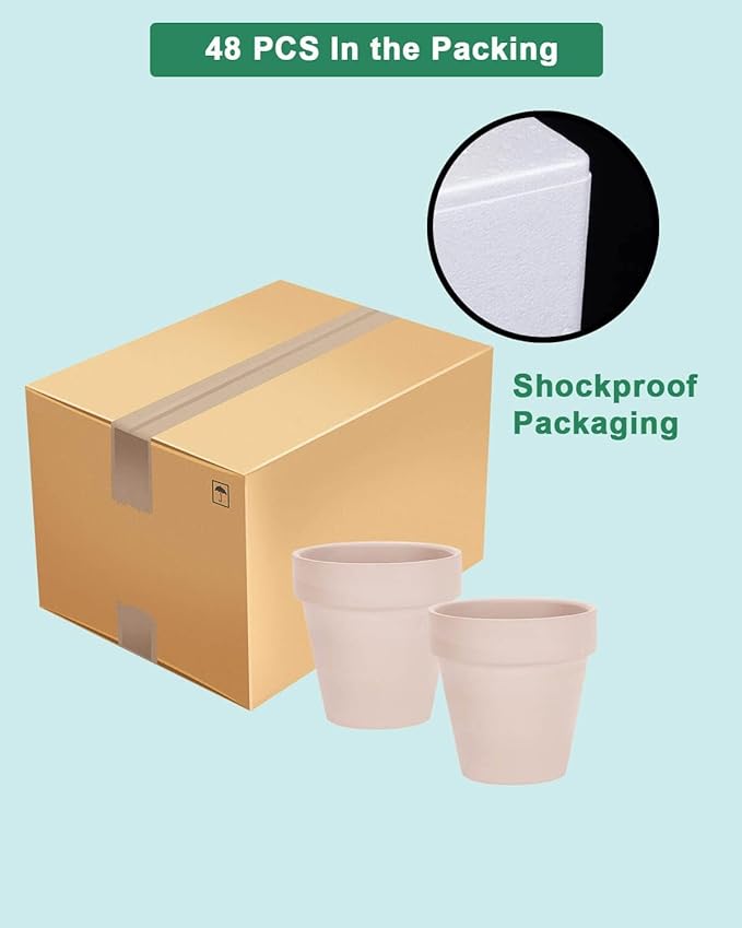 vensovo 48 Pcs 2" Tiny Terracotta & Terra Cotta Pots with Drainage - Pink Small Mini Clay Ceramic Pottery Planter Ideal for Indoor/Outdoor Plants, Crafts, Wedding Favors