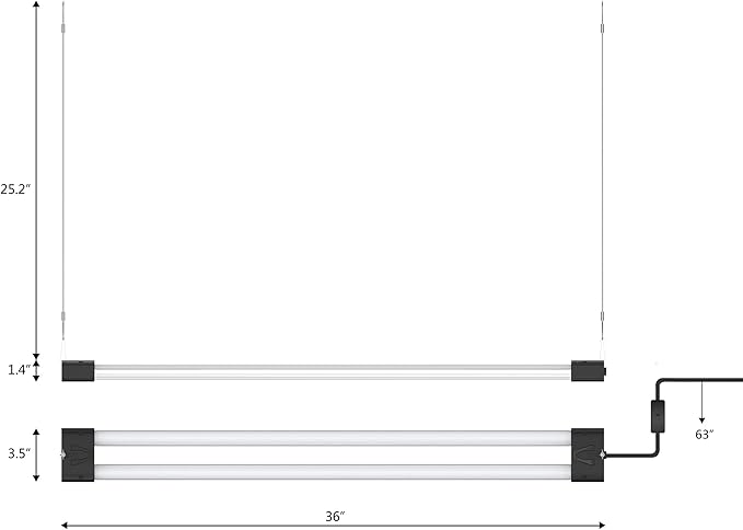 DYMOND BoostGro LED Grow Light Full Spectrum 5000K Daylight + 660nm Red Linkable Indoor Plant Lighting Fixture (3 FT, Black)