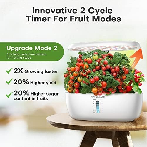 Ahopegarden Indoor Garden Hydroponics Growing System: 12 Pods Plant Germination Kit Herb Garden Kit Growth Lamp Countertop with LED Grow Light Hydrophonic Planter Grower Harvest Vegetable Lettuce