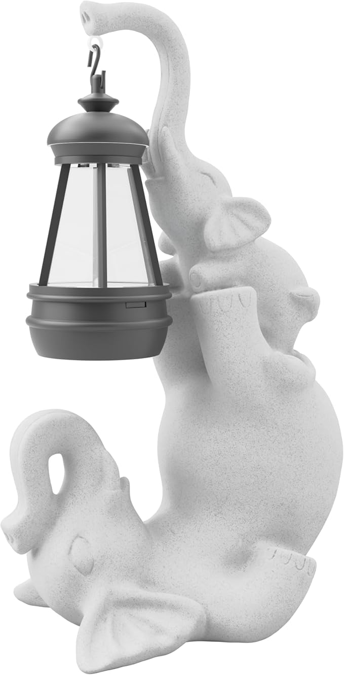 Solar Garden Statue 10 Inch Elephant Decor for Outside Yard Decoration Outdoor Unique Housewarming Gardening Birthday Gifts for Women Grandma