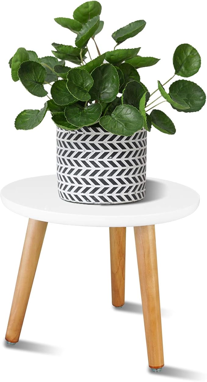 Uneedem Indoor Plant Stand, Wood Mid Century Modern Small Round Side Plant Table for Indoor Plants, 8.9" Tall Plant Holder for Flower Pots End Table