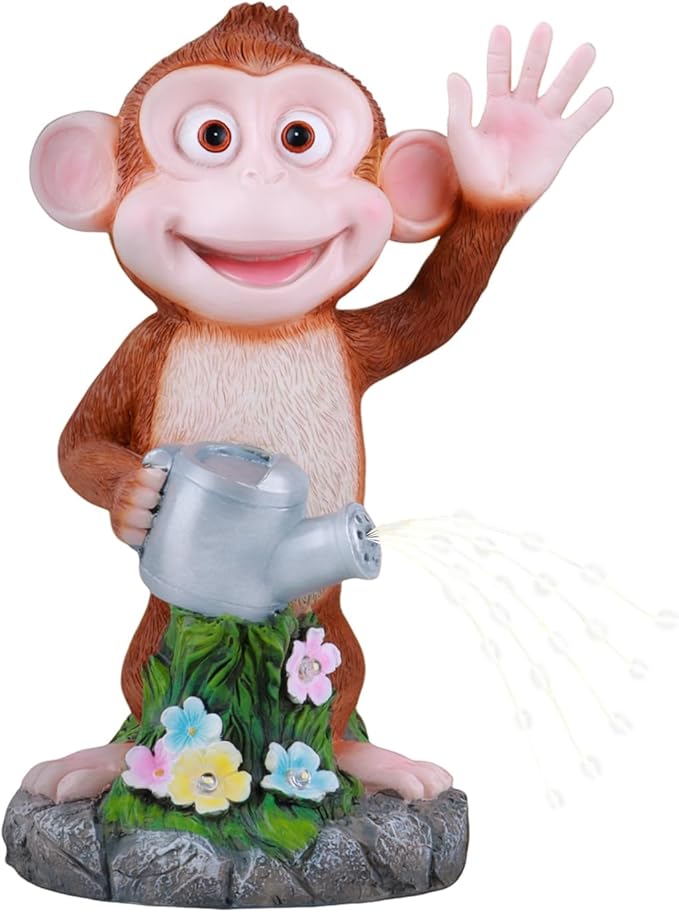 Monkey Statue Solar Garden Decor, Animal Figurine Lights, Birthday Gifts for Kids, Women, Gifts for Mom Grandma Senior Elder, Outdoor Monkey Ornament for Balcony, Garden, Patio, Yard, Lawn