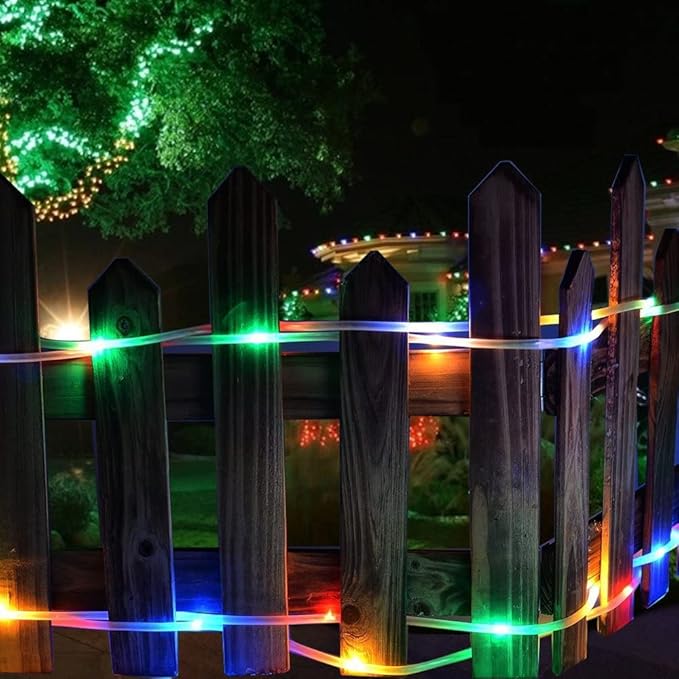 Solar Rope Lights 39FT IP65 Waterproof Outdoor Lights LED Copper Fairy String Tube Lights for Party Garden Yard Home Wedding Christmas Halloween Holiday Tree Decoration Lighting(Multi Color)