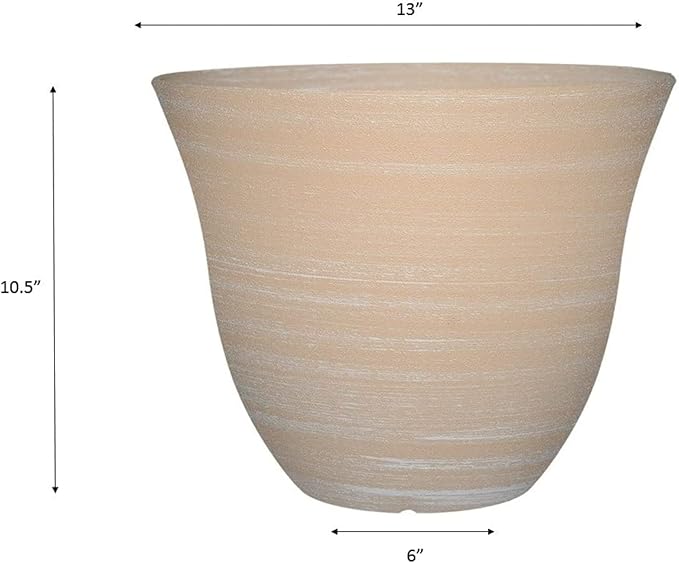 Classic Home and Garden Honeysuckle Resin Flower Pot Planter, Beige, 13"