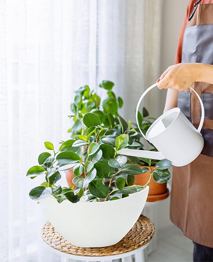 LaDoVita Plant Pots with Drainage Holes, 12 Inch Large Planters for Indoor Plants, Plastic Flower Pots Outdoor, 2 Pack, White