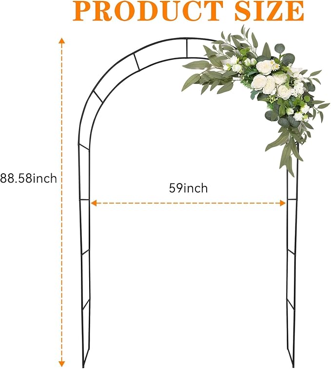 Tytroy Reconfigurable & Easy-to-Assemble Metal Outdoor & Indoor 7'6" Xmas Arch Garden or Wedding Arch Arbor for Wedding Bridal Party Elegant Decorations & Garden Climbing Plants Vines (Black 1PC)
