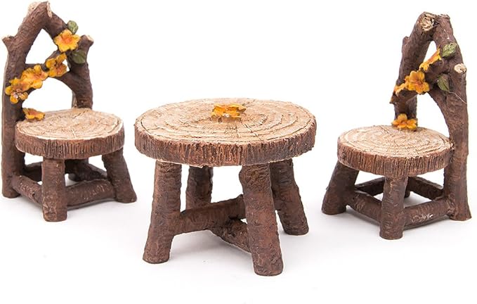Fairy Garden Accessories, LATTOOK 8PCS Miniature Table and Chairs Set Fairy Garden Furniture Ornaments Kit for Dollhouse Accessories Home Outdoor Micro Landscape Decoration