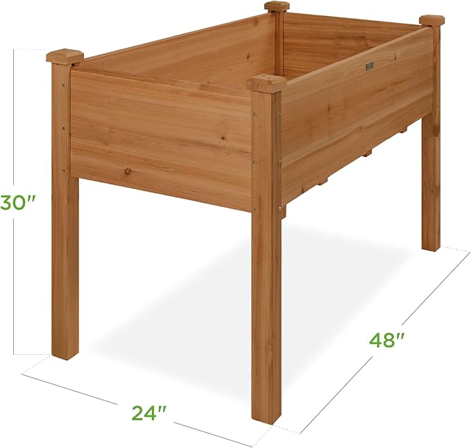 Best Choice Products 48x24x30in Raised Garden Bed, Elevated Wood Planter Box Stand for Backyard, Patio, Balcony w/Bed Liner, 200lb Capacity - Acorn Brown