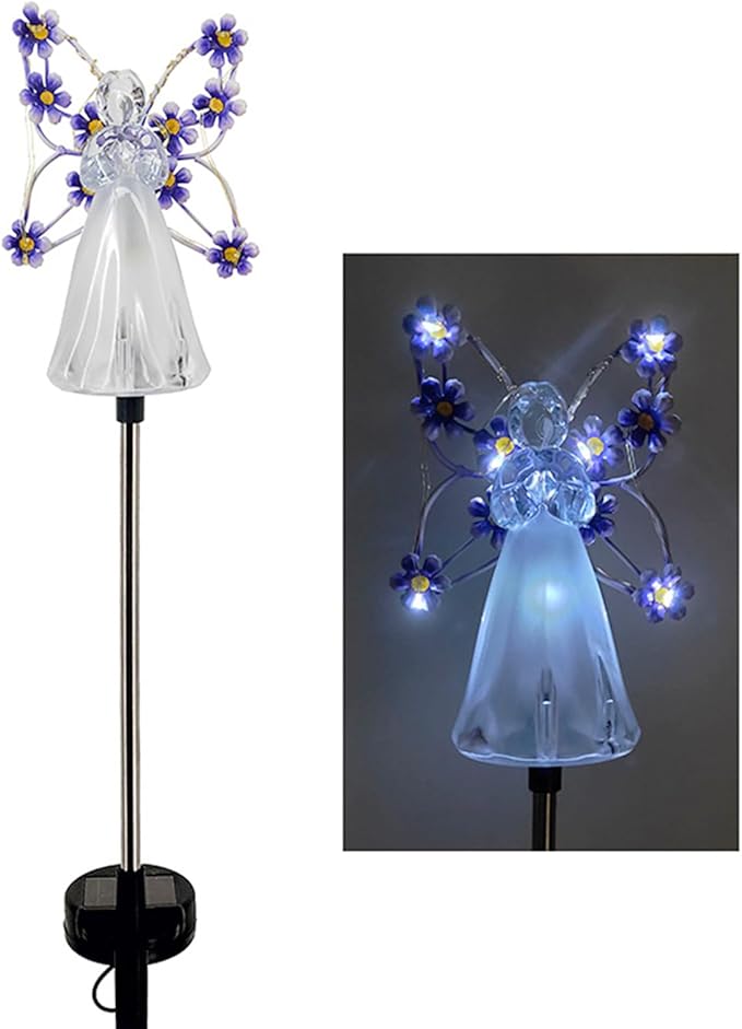 Solar Angels for Cemetery, Fairy Angel Solar Powered Fairy Waterproof Light, 2pcs LED Outdoor Decorative Light, Grave Decorations for Cemetery, Solar Lights for Outside Gardening Supplies