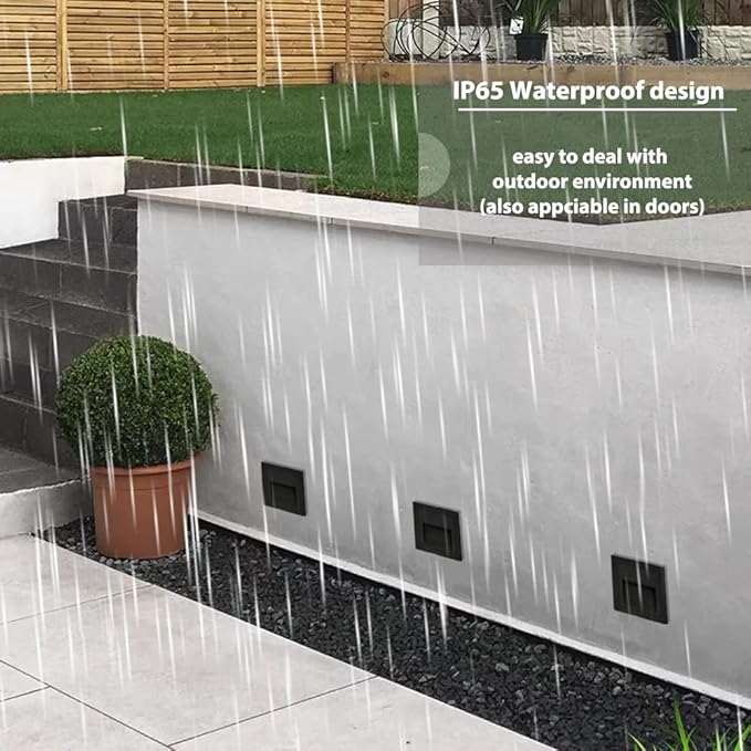 4Pack 3W LED Recessed Light 85-230V Step Lights Cool White 6000K IP65 Waterproof Wall Light Staircase Light lamp, Inside Outside Garden Balcony Corridor, Aluminum, 120V,Black