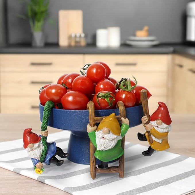 Set of 3 Garden Gnome Statues for Plant Pots Whimsical Climbing Dwarf Figurines Outdoor Garden, Patio, and Home Decor (A)