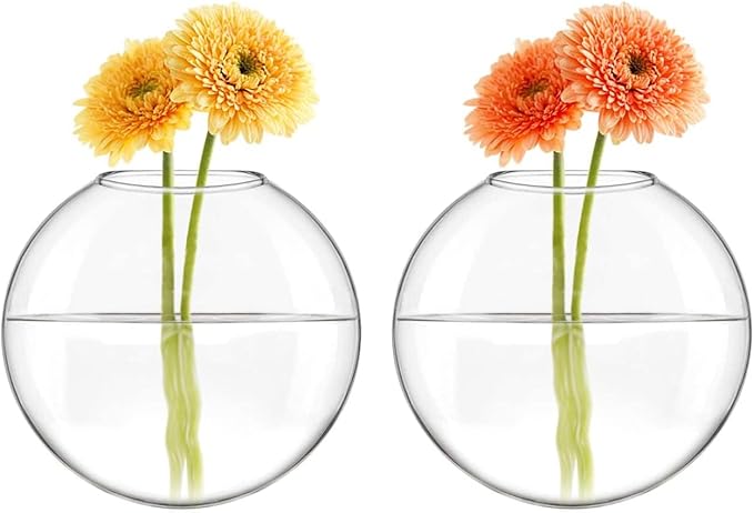 Mkono Wall Hanging Planter Propagation Station Glass Flower Vase for Hydroponics Plants, Bathroom, Home Office Living Room Decor Gift, Oblate Set of 3