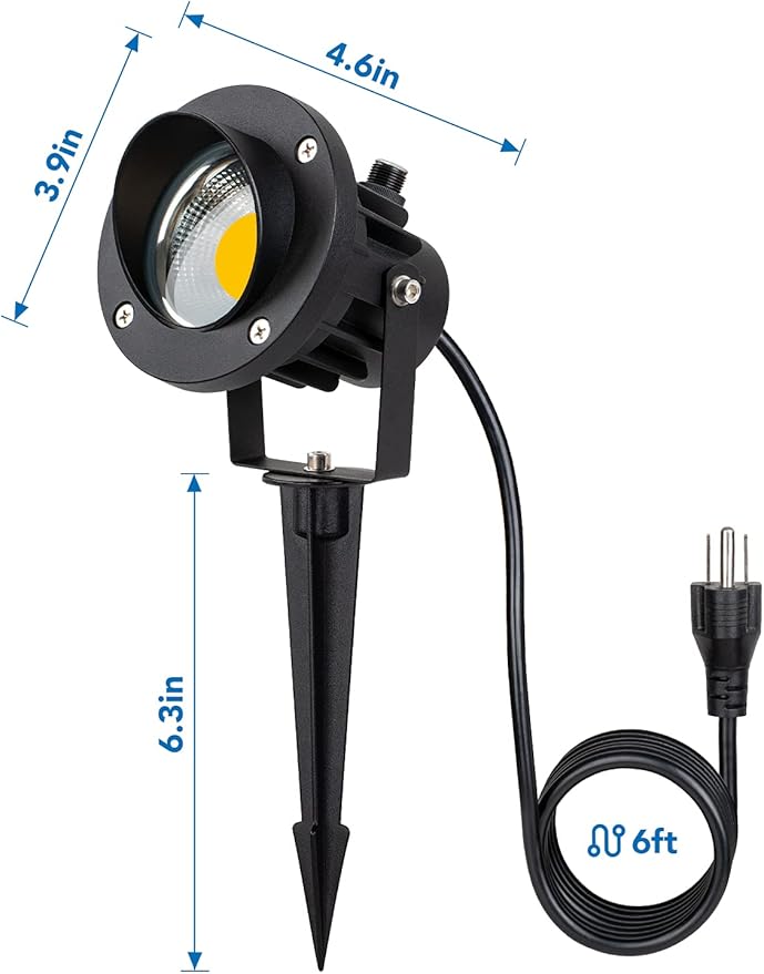 SUNVIE 20W Outdoor Landscape Spotlights 120V Waterproof Dusk to Dawn Spot Lights Outdoor 3000K LED Spotlight with Photocell Sensor Landscape Lighting for Yard Flag Tree Garden Decor 6 FT US 3-Plug in