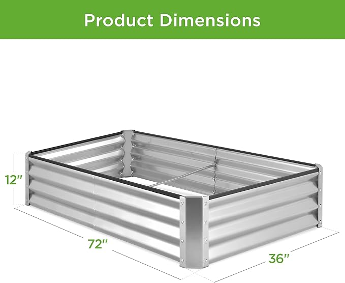 Best Choice Products 6x3x1ft Outdoor Metal Raised Garden Bed Box Vegetable Planter for Vegetables, Flowers, Herbs, and Succulents - Silver