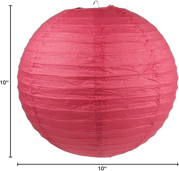WYZworks - Round Paper Lanterns 10 Pack (Red, 10") - Hanging Paper Lanterns Lamp for Wedding, Birthday, Party and Home Decorations with 8", 10", 12", 14", 16" Option