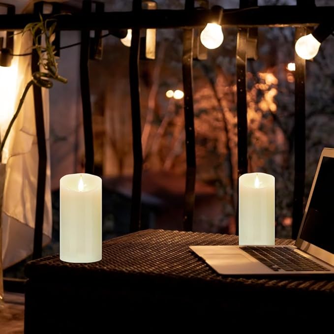 Tappovaly Flameless Flickering Battery Operated Candles 2pack Real Wax Pillar LED Candles with 10-Key Remote Control and 24 Hours Timer for Wedding, Party, Home Decoration (Ivory)