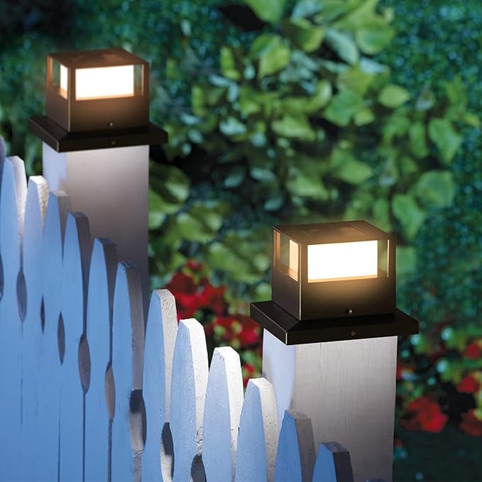 Viewsun 8 Pack Solar Post Cap Lights, Outdoor Garden Solar Powered Fence Post Cap Lights with SMD LEDs Waterproof Light Decorative for Fence Deck or Patio Decor, Fits 4x4, 5x5 or 6x6 Wooden Posts