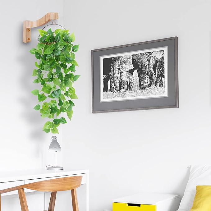 FGSAEOR T-Shaped Wooden Hanging Plant Bracket, 7-Inch Wall Hook Plant Hangers for Indoor Outdoor Hanging Bird Feeders, Flower Baskets, Wind Chimes