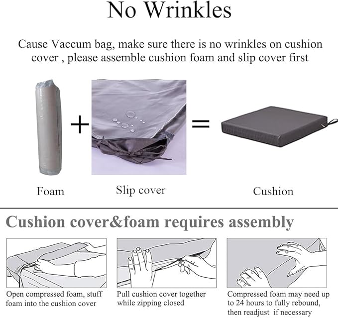 20 x 20 Inch Outdoor Chair Cushions for Patio Furniture UV Resistant Non Slip Waterproof Replacement Patio Seat Cushion with Ties Set of 2, Navy Blue