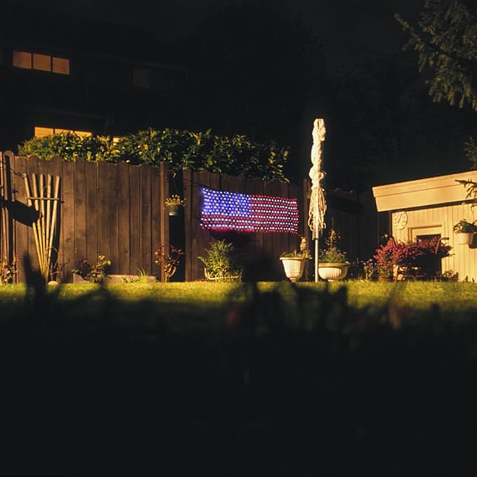 XTF2015 Solar American Flag Lights, 2 in 1 Solar Powered & Plug in American Flag Light, 420 LED Waterproof Patriotic Ornaments for Memorial Day, Independence Day, 4th of July, Party, Yard Decorations