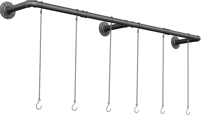 Plant Hanger Indoor, Hanging Planters Rod for Indoor Plants with 6 Hanging Chains, Wall Plant Hanging Rod for Window Ceiling, 65.7 Inch, Metal/Black, Pots Not Included…