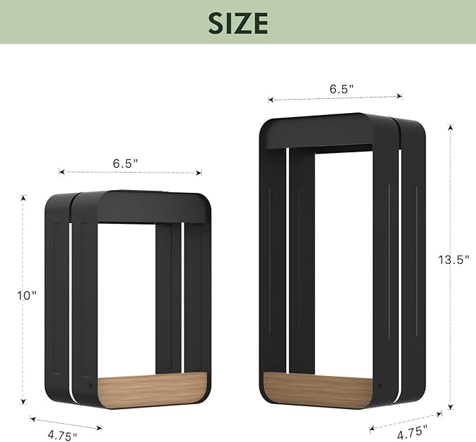 Grand patio Solar Outdoor Power Wall Sconce Shelf Planter, Waterproof Decor LED Wall Light Lamp with Woodgrain for Patio, Porch, Solar Energy, Black(S-Rectangle)