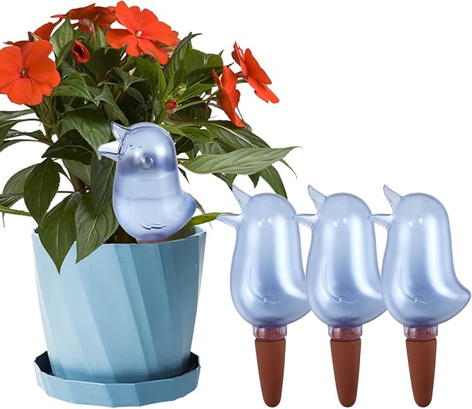 4 Pack Self Watering Spikes, Indoor Plant Watering Globes, Bird Shape Automatic Irrigation Spikes,Plant Watering Devices(Blue)