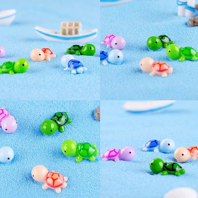 150 Pcs Miniature Sea Turtle Figurine Tiny Sea Turtles Mini Turtle Statue Animal Figure Sea Turtle for DIY Garden Decoration Fish Tank Cake Home Decor