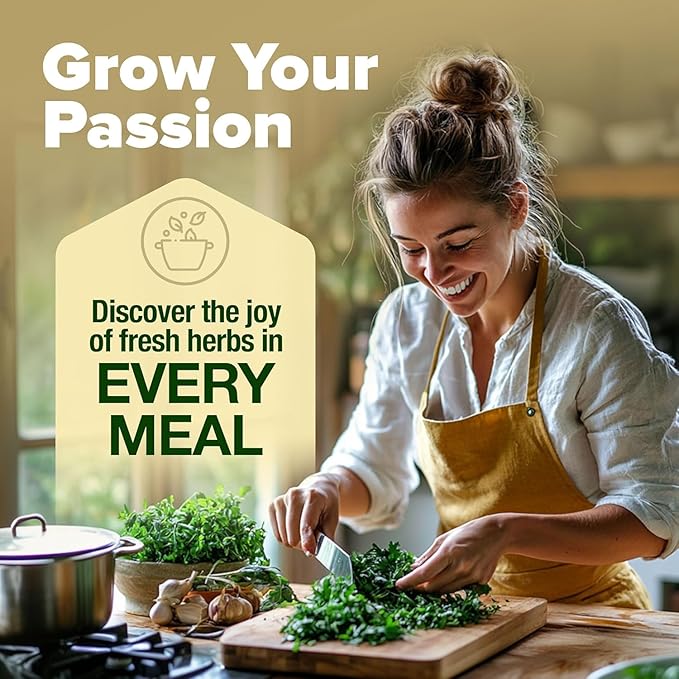 HOME GROWN π£π₯ππ ππ¨π πππ₯π πππ§ 8 Herb Seeds Garden Kit, Complete Indoor Planter Gift with Basil Cilantro Mint & More, Unique Kitchen Growing Set for Women Men, Birthday Housewarming Present
