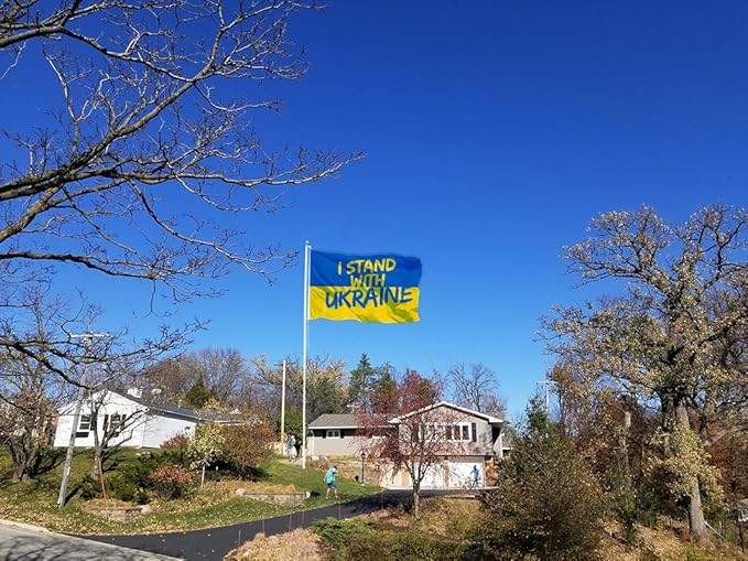 I Stand with Ukraine Flag Extra Large Flag 6x10FT Giant Ukrainian National Polyester Banner With 3 Grommets Fade Resistant Vivid Color For Patriotic Festival Events Party Decoration