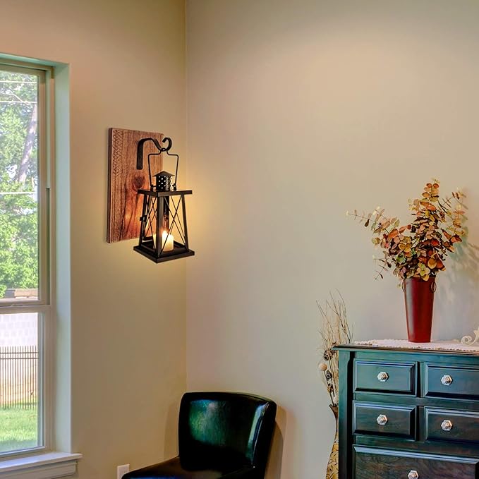 2Pcs 5in Decorative Outdoor Iron Wall Hooks for Hanging Lantern Jar Sconce Solar Light Small Planter Bird House, Black