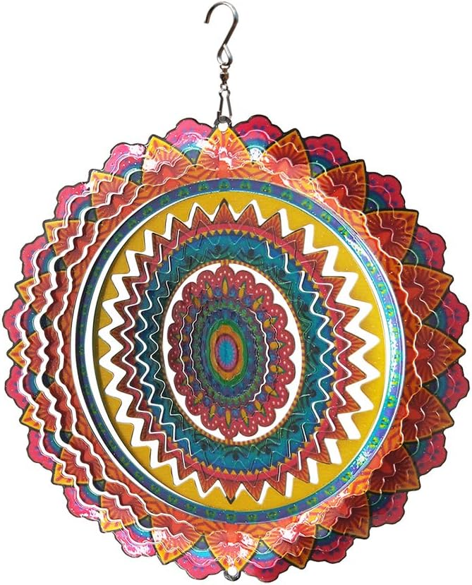 Fonmy Stainless Steel Wind Spinner Worth Gift Indoor Outdoor Garden Decoration Crafts Ornaments 6 Inch Multi Color Mandala Wind Spinners