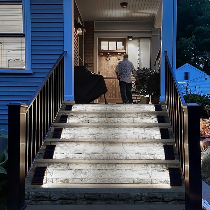 Solar Step Lights for Outside,16 Pack Solar Stair Lights Outdoor Waterproof IP67,Outdoor Deck Step Lights,Solar Outdoor Lights for Staircase,Patio,Front Step(Cool Brown)…