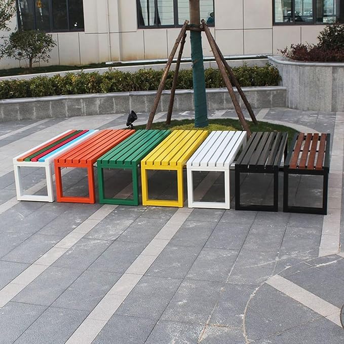 Weatherproof Metal Dining Bench, Outdoor Bench Backless Patio Bench 2-Person Farmhouse Bench Garden Bench for Kitchen, Living Room, Entryway(Blue,59in)